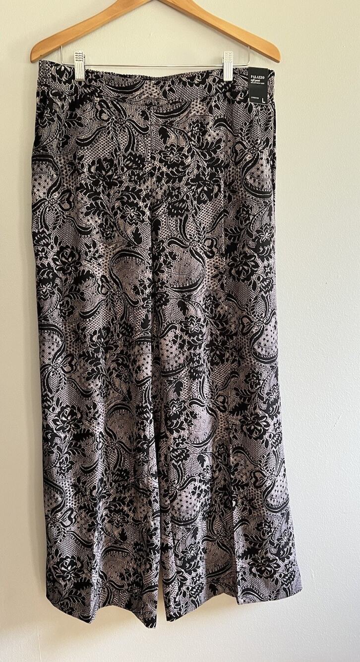 New York & Company Palazzo Stretch Pants Women’s Size Large Pull On Boho NWT